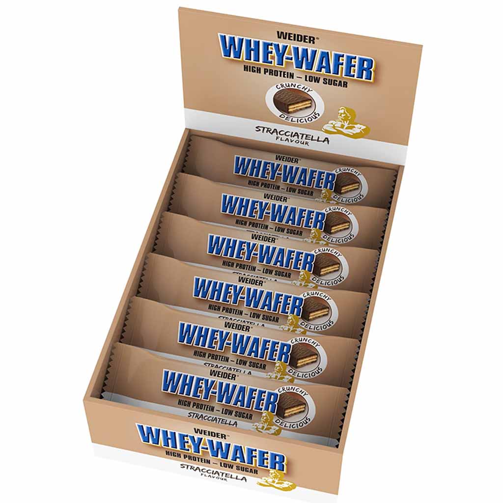 12x Weider 32% WHEY WAFER Riegel Stracciatella á 35g=420g MHD:30.8.24