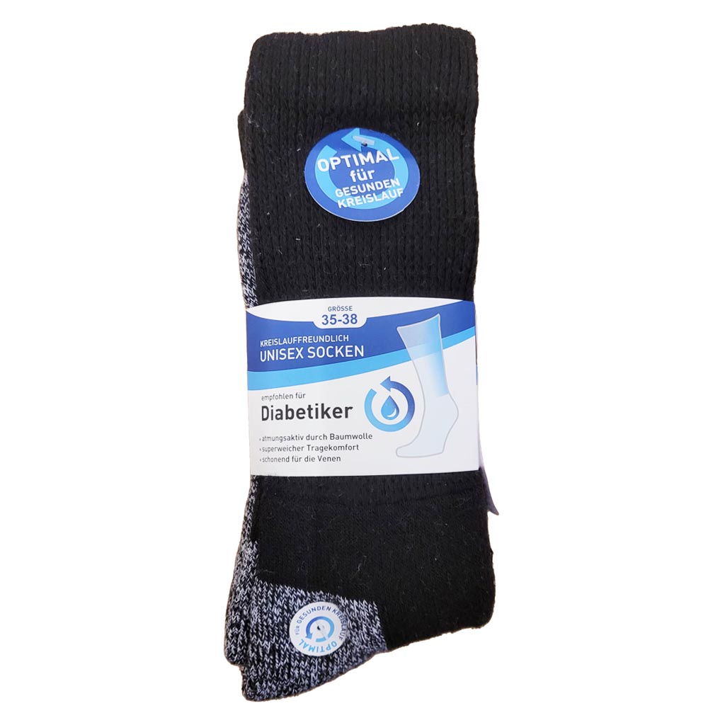 3er Diabetiker Socken Unisex Länger Gr. 35-38