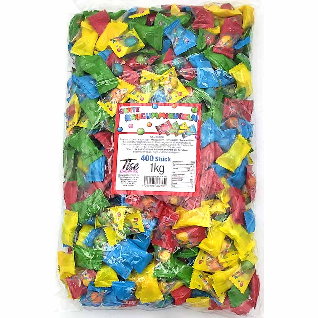 Capico Bunte Kaugummikugeln 400er Pack 1kg Wurfware, Party-Beutel, Fasching, Süßigkeiten GTIN 4260195082700