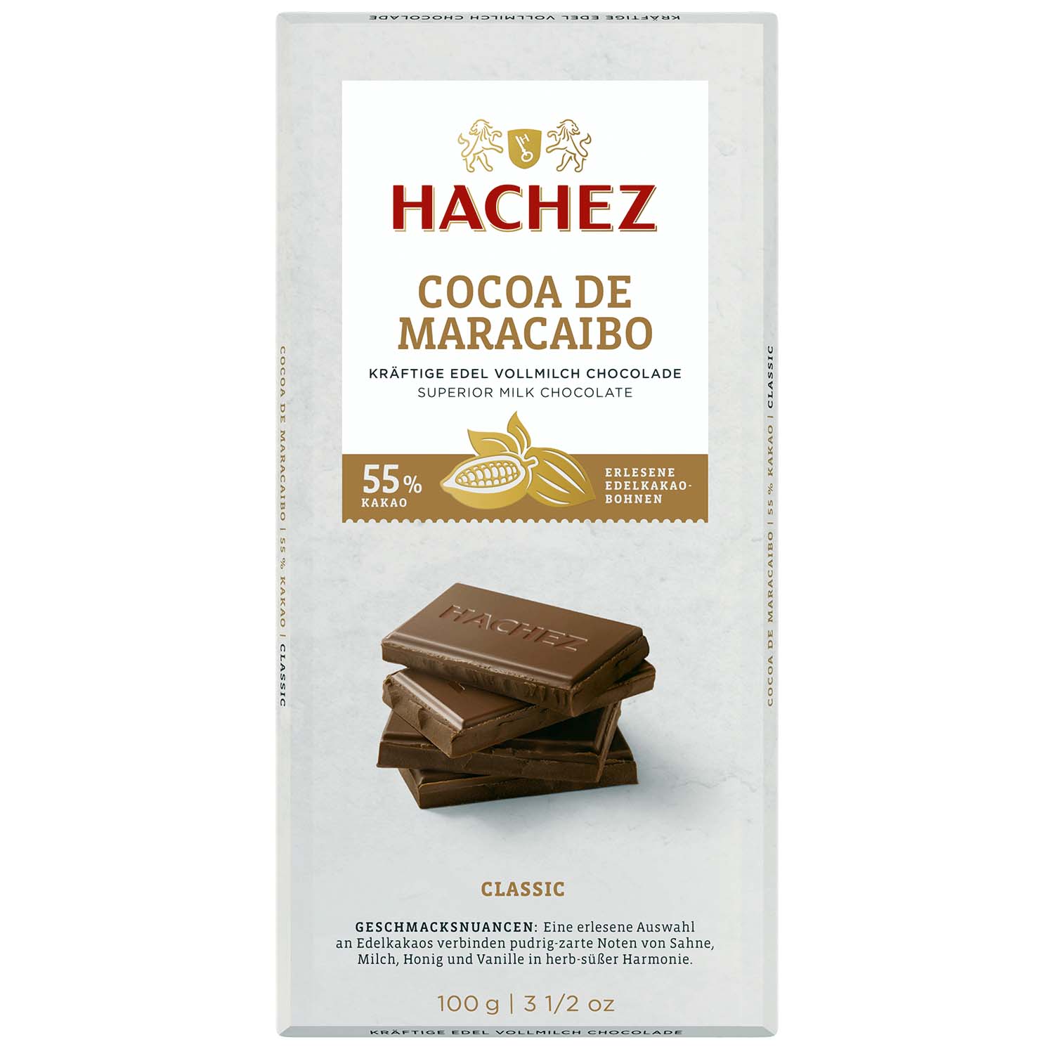 Hachez Tafelschokolade Cocoa de Maracaibo Classic 55% Kakao 100g MHD:18.4.24