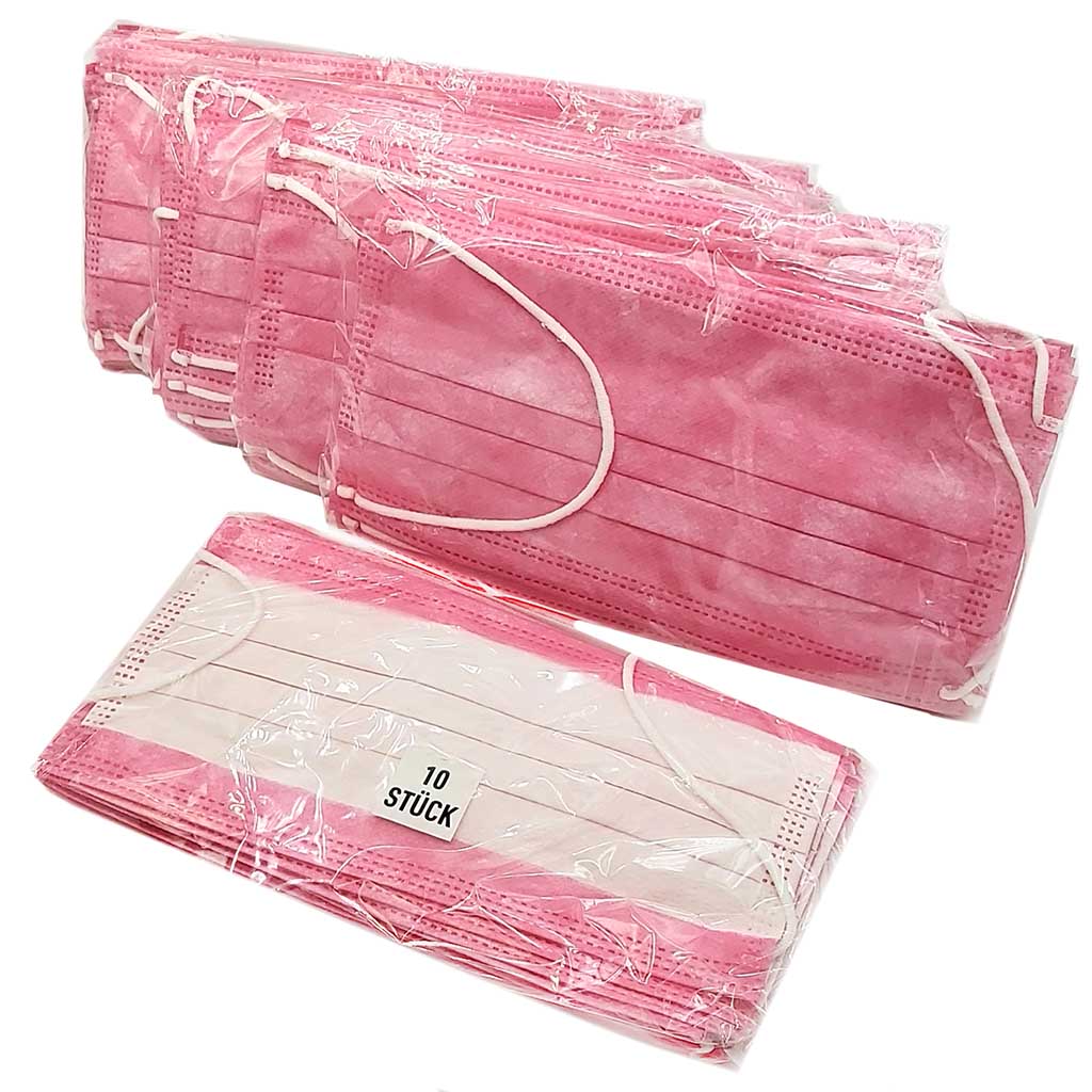 Einweg_Mund-Nasemaske_3-lagig_Vlies_pink_5x10YnIgdttXdSRym 50x Mundschutz Masken 3-lagig, Vlies, Gummibänder, pink rosa