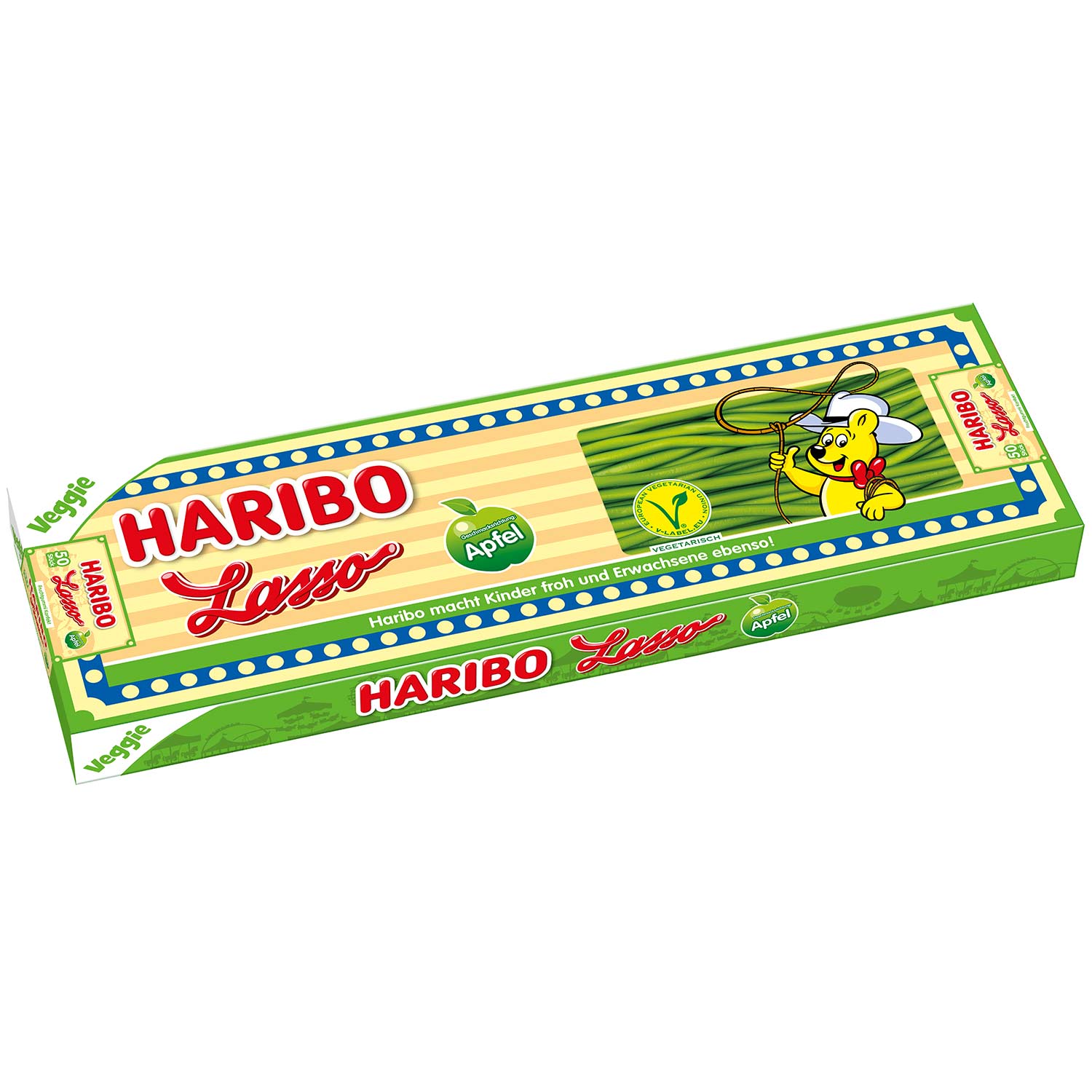 Haribo Lasso Apfel Veggie 50x 70g Schnüre 3,5kg MHD:30.4.24