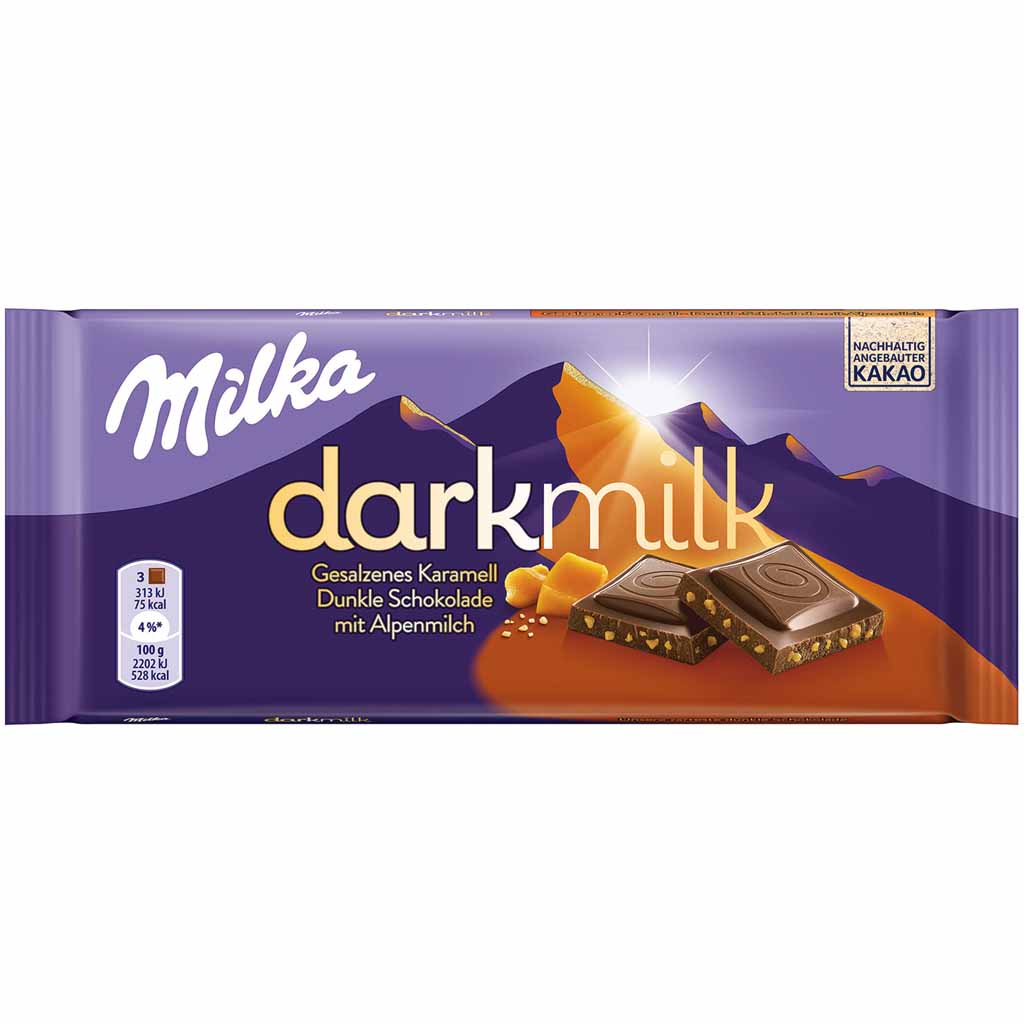 Milka Tafelschokolade darkmilk gesalzenes Karamell 85g MHD:21.3.23
