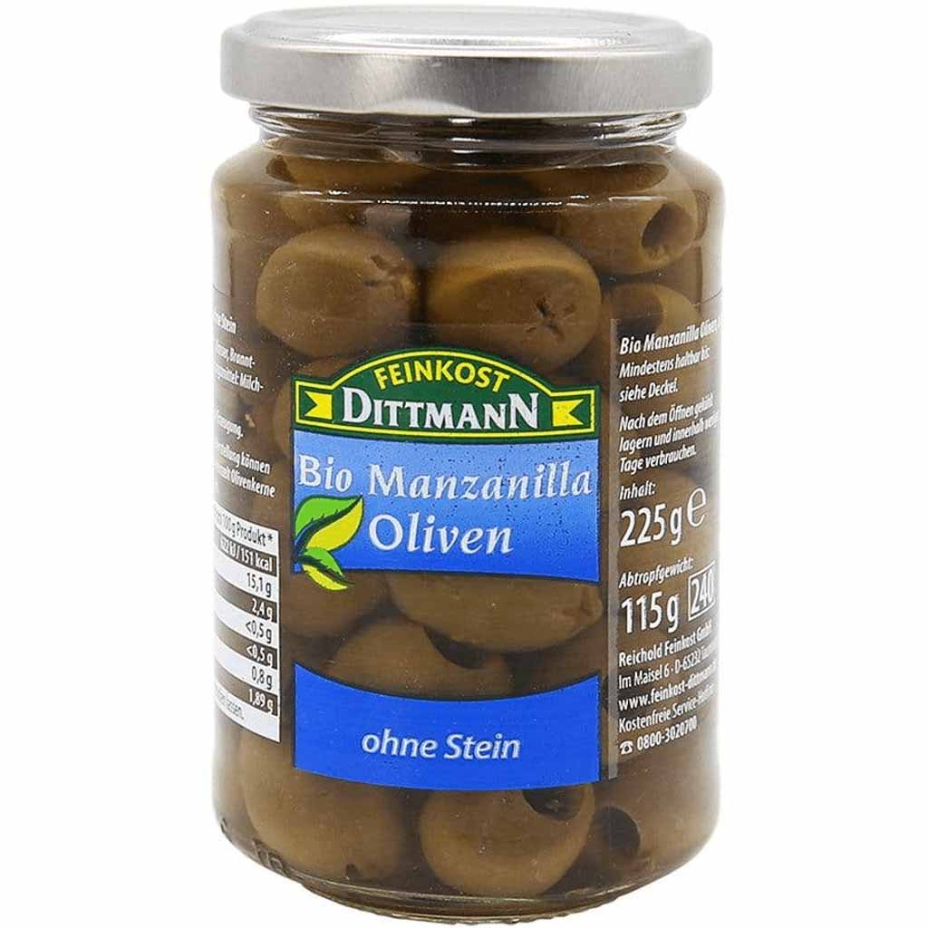 Dittmann Bio Manzanilla Oliven ohne Stein 225g MHD:21.1.22