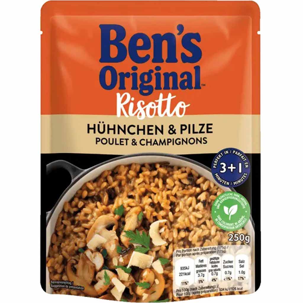 6x Bens Original Express Risotto Hühnchen & Pilze  á 250g=1500g MHD:27.5.22