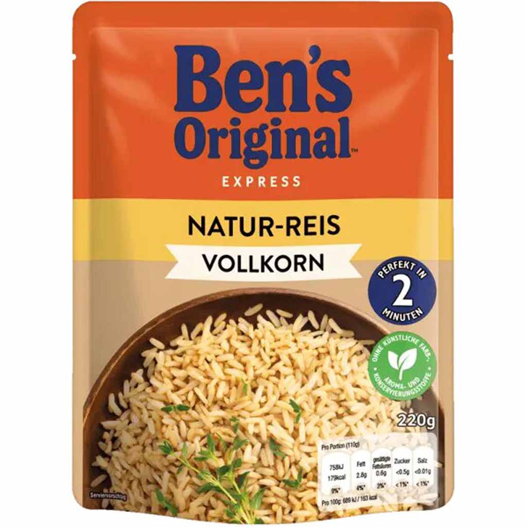 6x Bens Original Express Naturreis Vollkorn á 220g=1320g MHD:25.8.23