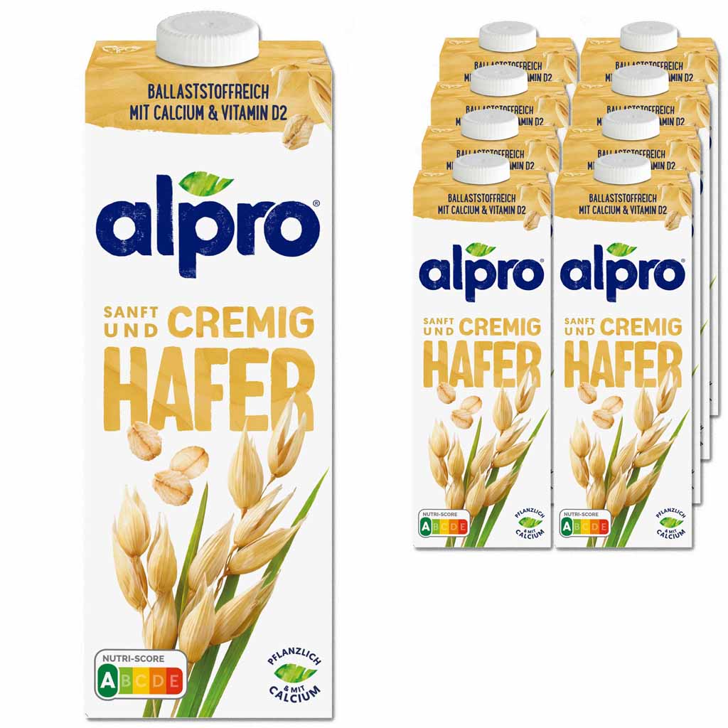 8x Alpro sanft und cremig Haferdrink 1 L