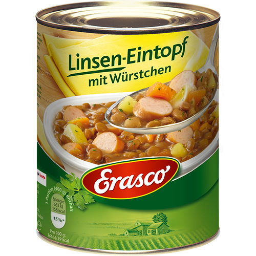 Erasco Linsen-Eintopf mit Würstchen 800g Fertiggericht MHD:30.12.25