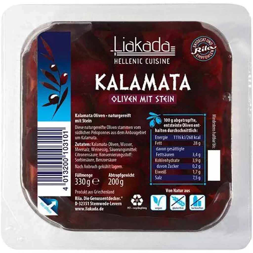 Liakada Kalamata Oliven mit Stein 200g MHD:2.1.25