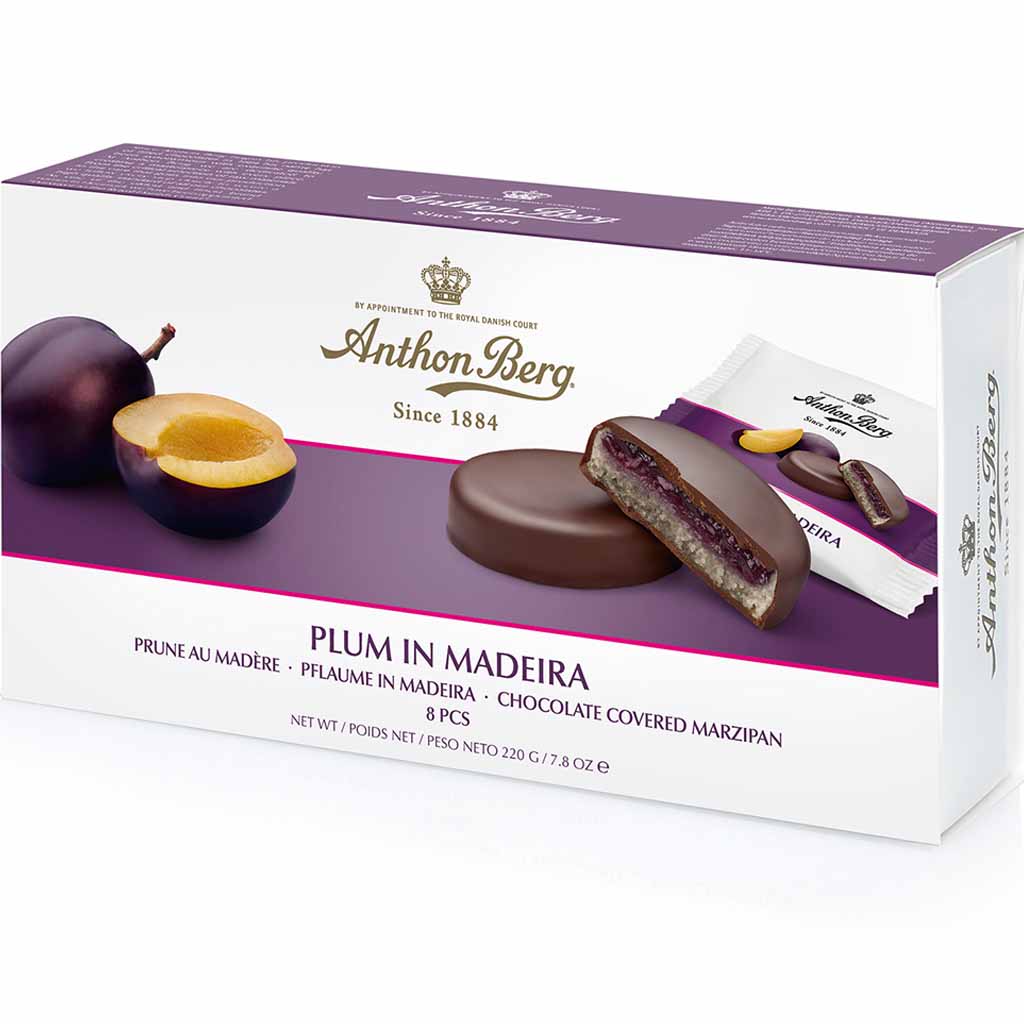 Anthon Berg schokoliertes Marzipan Plum in Madeira 220g MHD:8.4.25