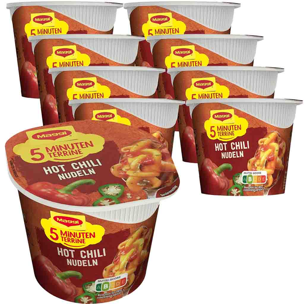 8x Maggi 5 Minuten Terrine Hot Chili Nudeln á 59g=472g MHD:30.5.25