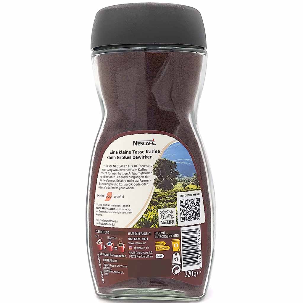 Nescafe Classic löslicher Bohnenkaffee 220g