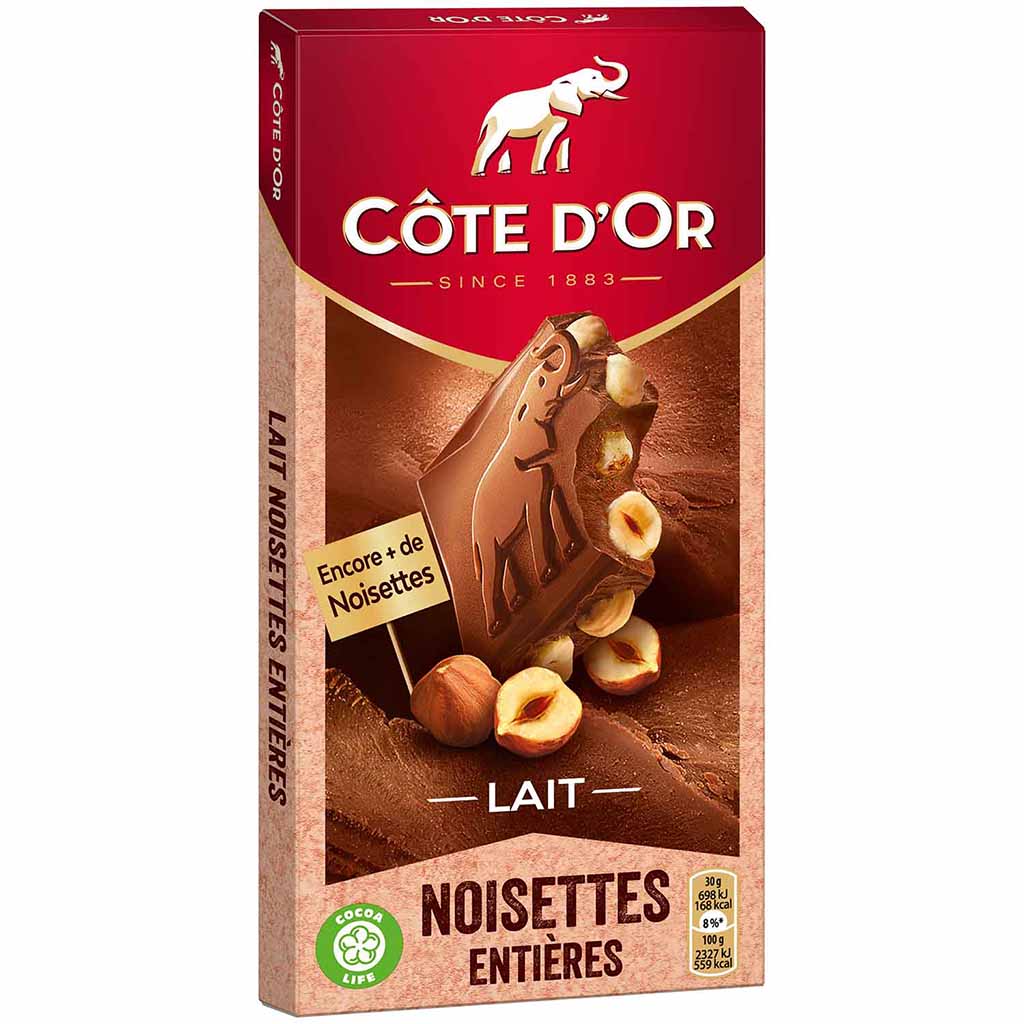 Cote D'Or Tafelschokolade Lait Noisettes Entières 180g MHD:14.3.25
