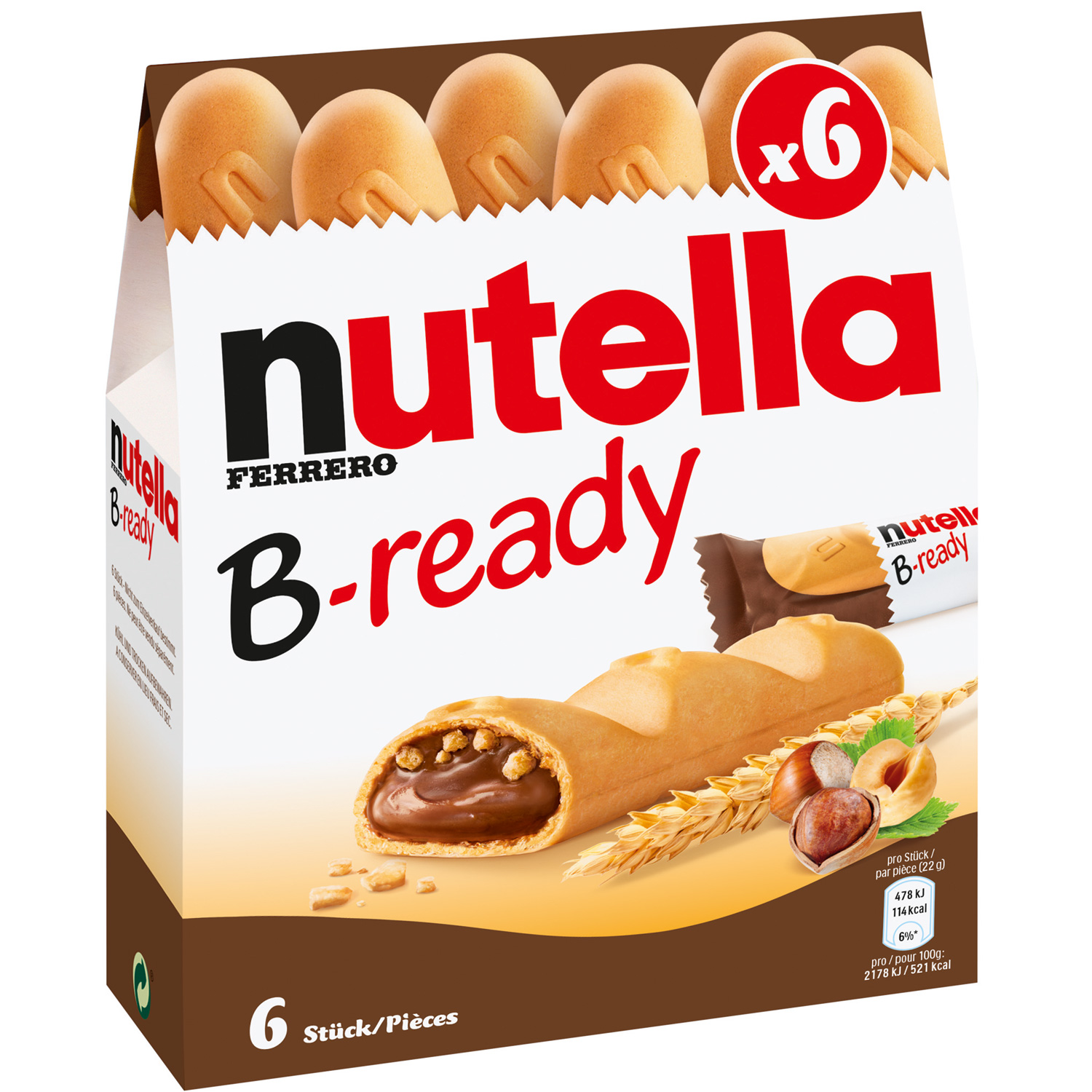 Nutella B-Ready 132g 6er Packung MHD:17.3.25