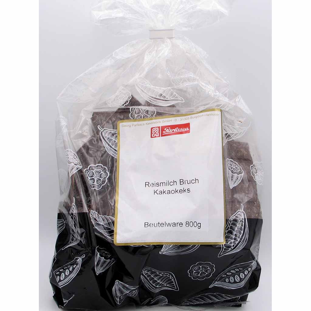 Parlasca Schokoladenbruch Reismilch Kakaokeks 800g Beutel MHD:30.12.22