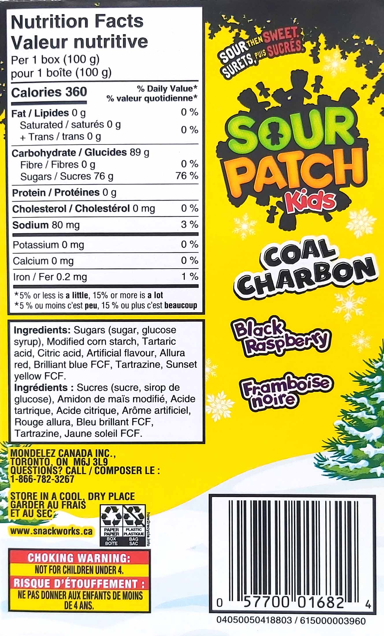 Sour Patch Kids Coal Charbon Black Rasberry 100g, 057700016824