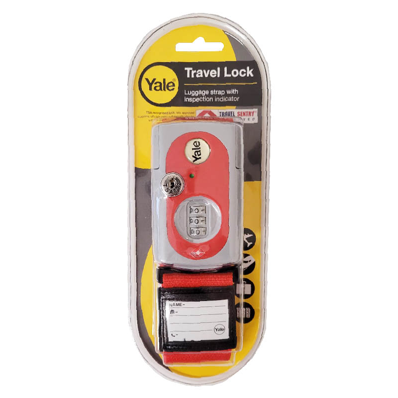 Kofferband Travel Lock  mit Zahlenschloss von Yale Farbe Rot