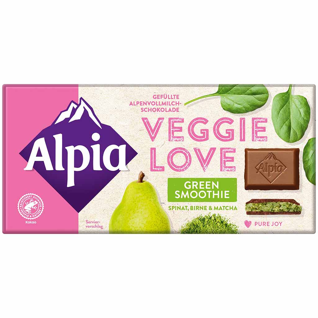 Alpia Tafelschokolade Veggie Love green Smoothie 100g MHD:2.7.22