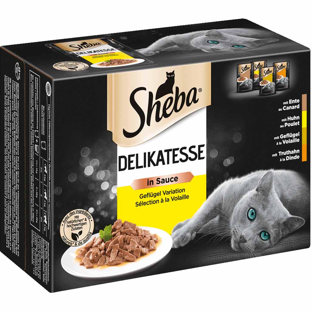 12x Sheba Delikatesse in Sauce Geflügel Variation á 85g=1020g MHD:12.10.25