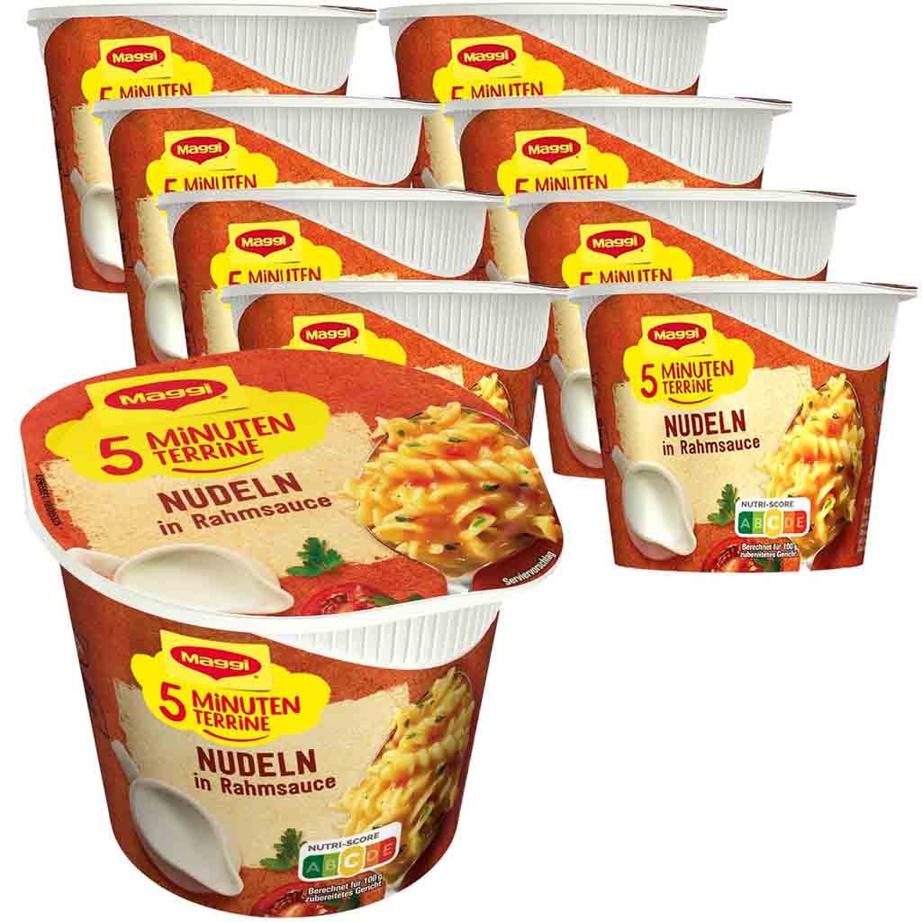 8x Maggi 5 Minuten Terrine Nudeln in Rahmsauce á 61g=488g MHD:30.7.25