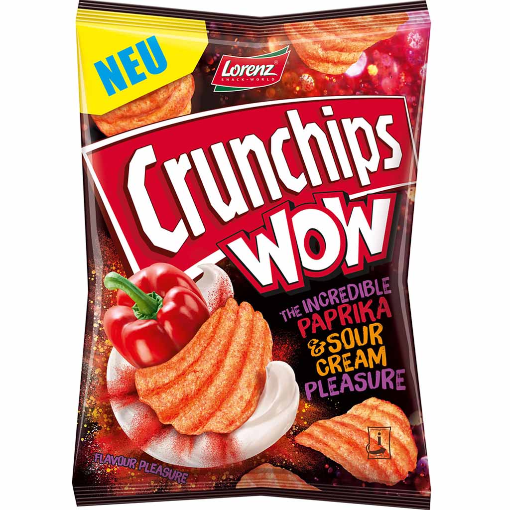 10x Lorenz Crunchips WOW Paprika & Sour Cream á 110g=1,10kg MHD:24.5.21