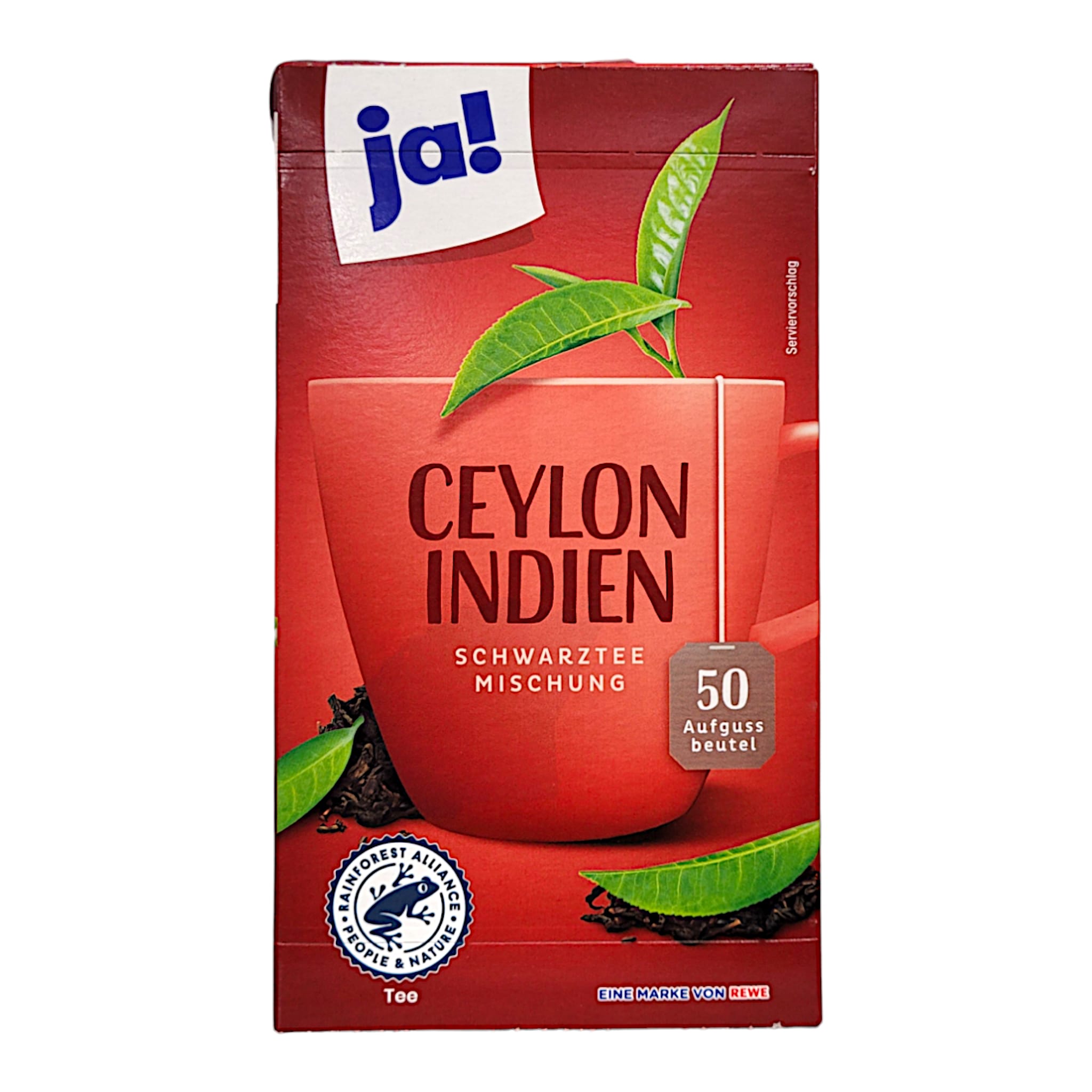 Ja Ceylon-Indien Schwarztee Mischung 50 Beutel a 1,75g =87,5g MHD:30.9.26