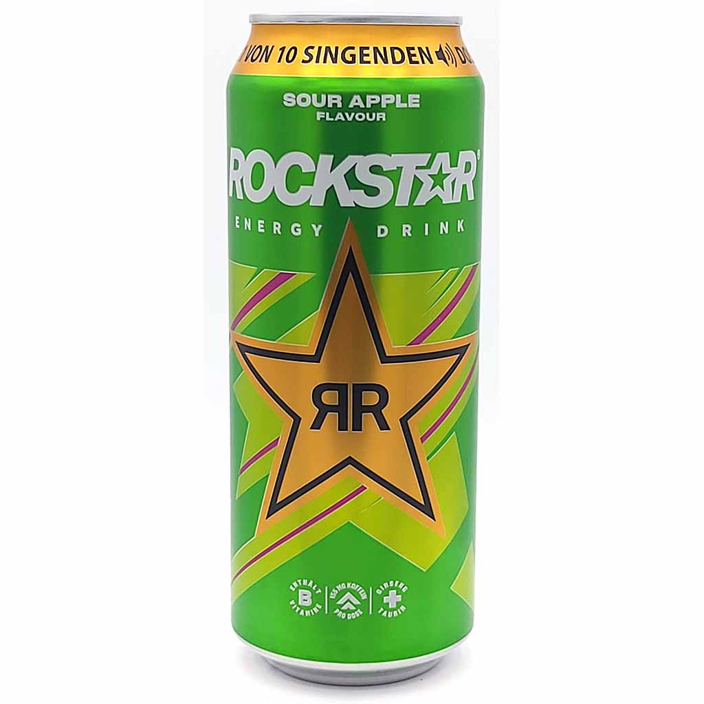 Rockstar Energy Drink Sour Apple Flavour Dosen 500ml, 4060800178602