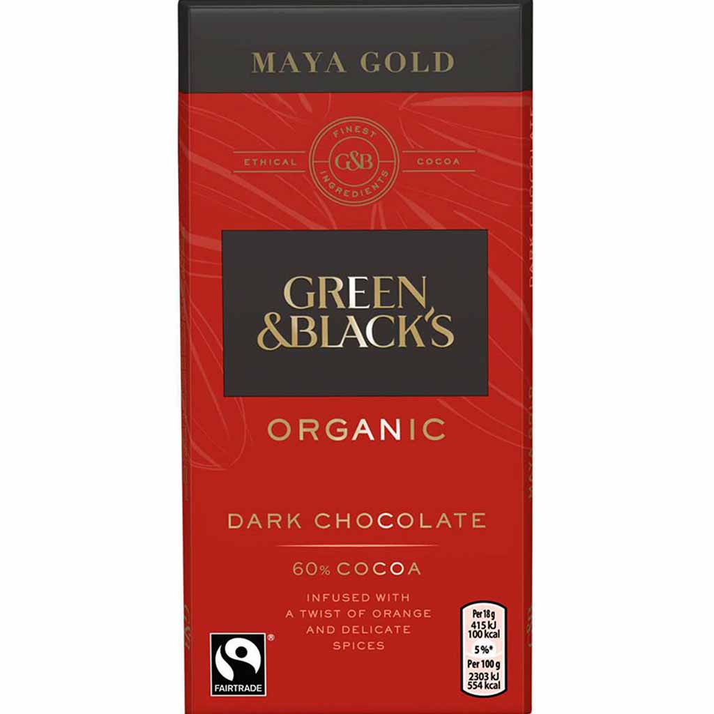 Green & Blacks Tafelschokolade Bio Dark Chocolate Maya Gold 60% Cocoa 90g MHD:23.1.22