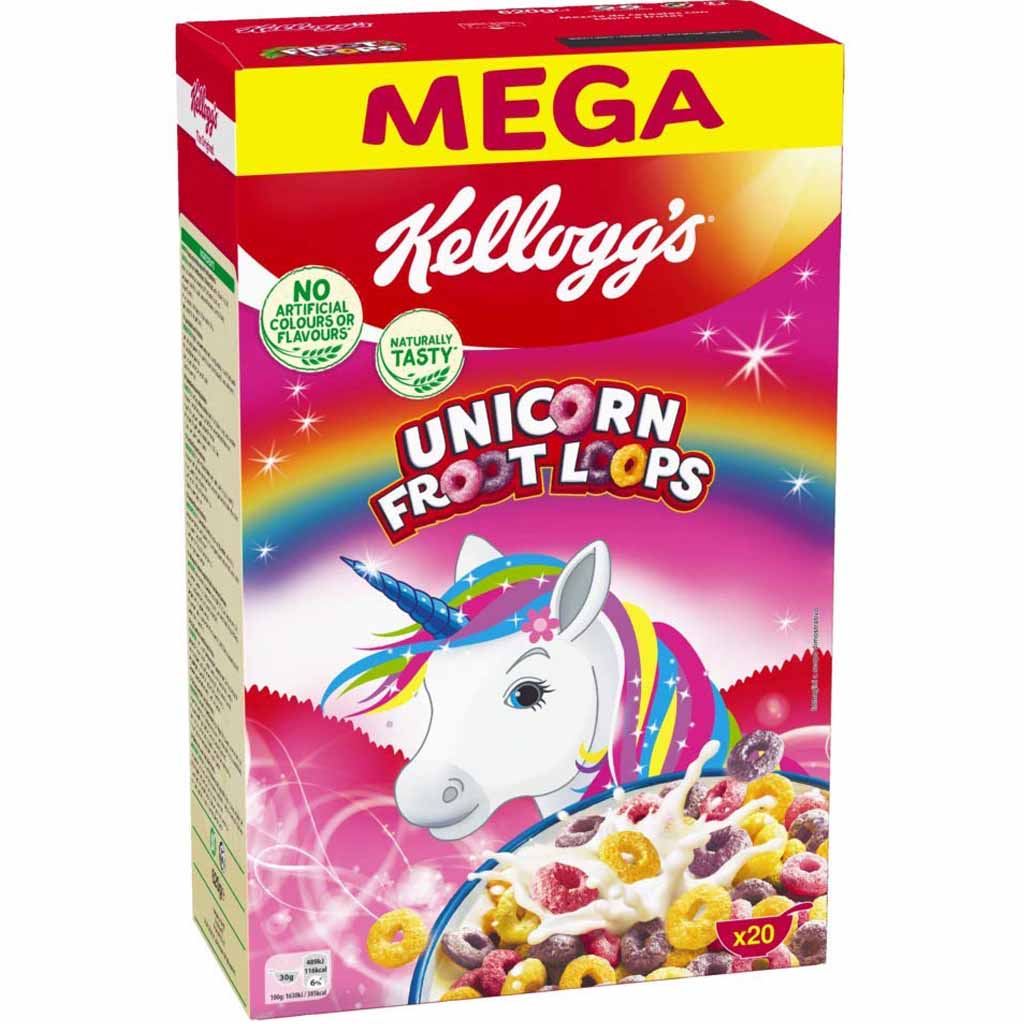 Kelloggs Unicorn Froot Loops Cerealien 620g MHD:16.3.23