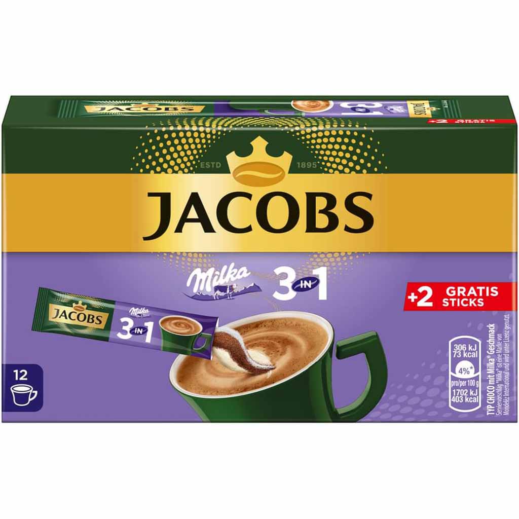Jacobs Sticks 3 in1 Milka 12x18g=216g MHD:16.3.23