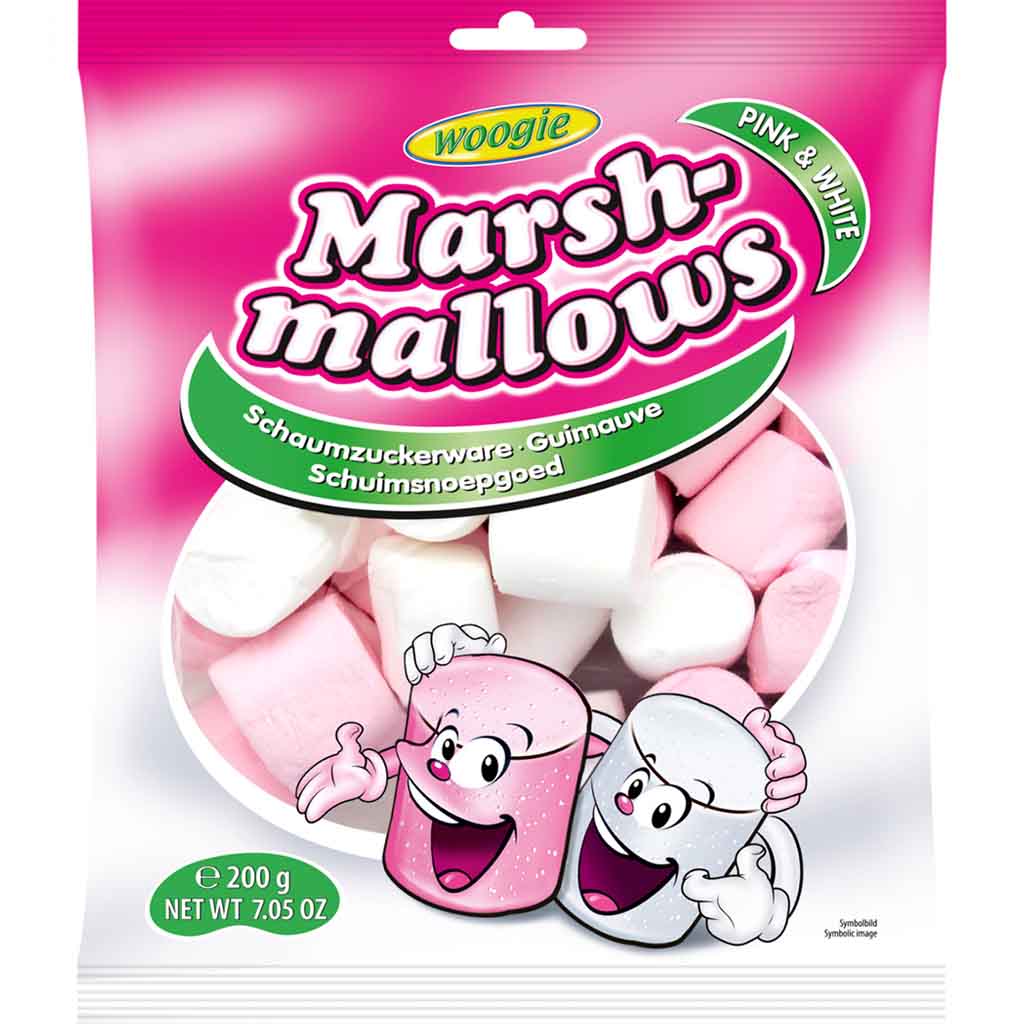 Woogie Marshmallows Pink & White 200g MHD:18.6.25