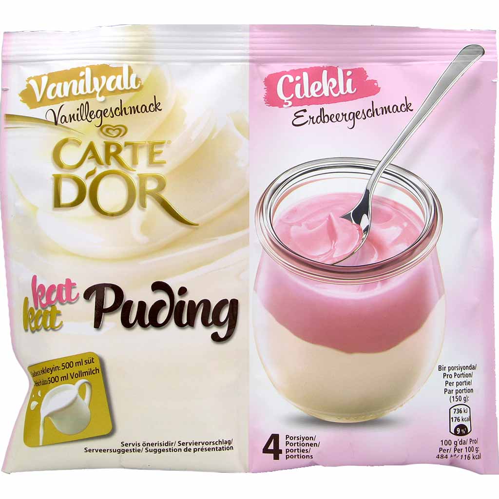 12x Carte Dor Puddingpulver Vanille- & Erdbeer á 94g=1128g MHD:18.2.21