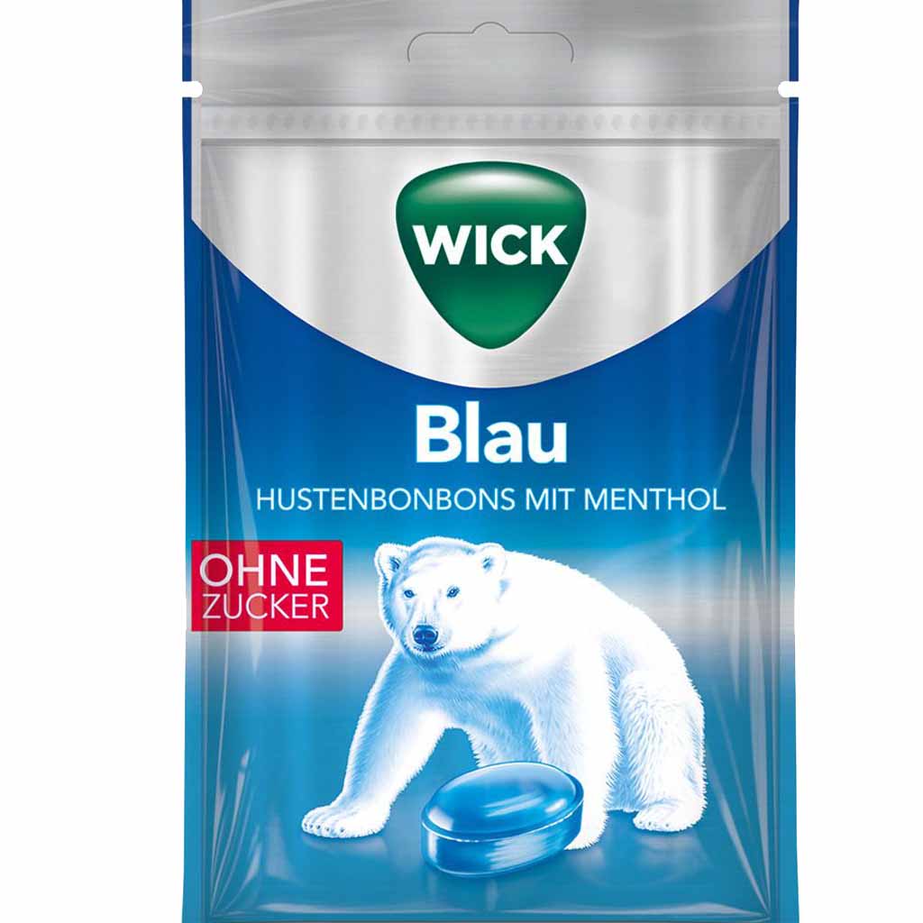 5x Wick Blau Hustenbonbons mit Menthol zuckerfrei á 72g=360g MHD:30.10.22