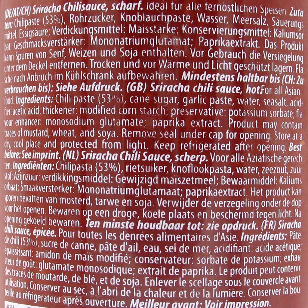 SRIRACHA Asia scharfe Chilisauce  500ml
