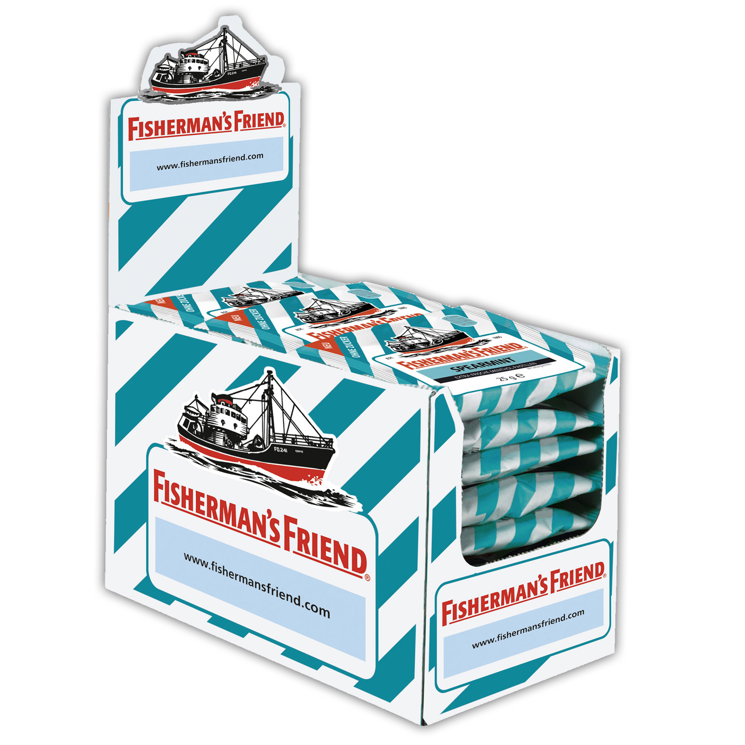 24x Fishermans Friend SPEARMINT ohne Zucker á 25g=600g MHD:30.12.27