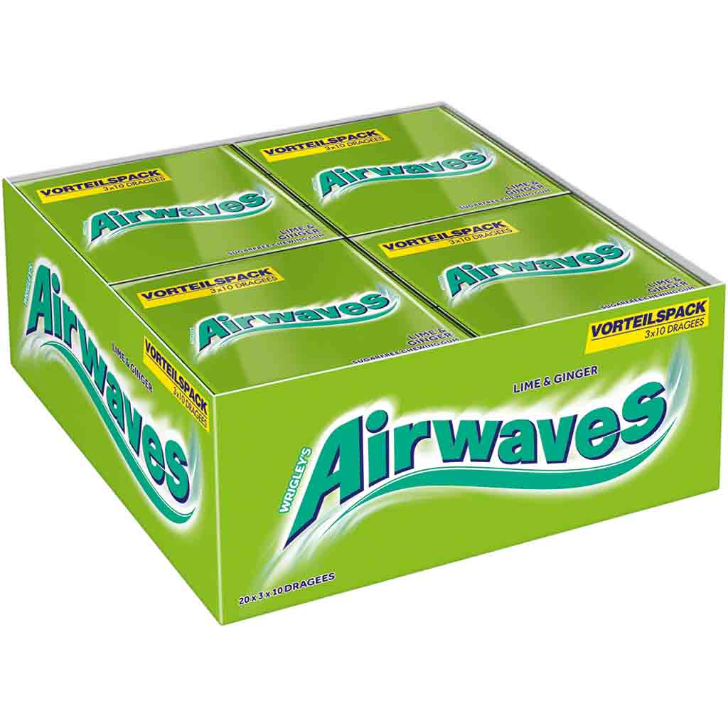 Wrigleys Airwaves Lime & Ginger 20x 3er Packs á 30 Dragees MHD:26.5.25