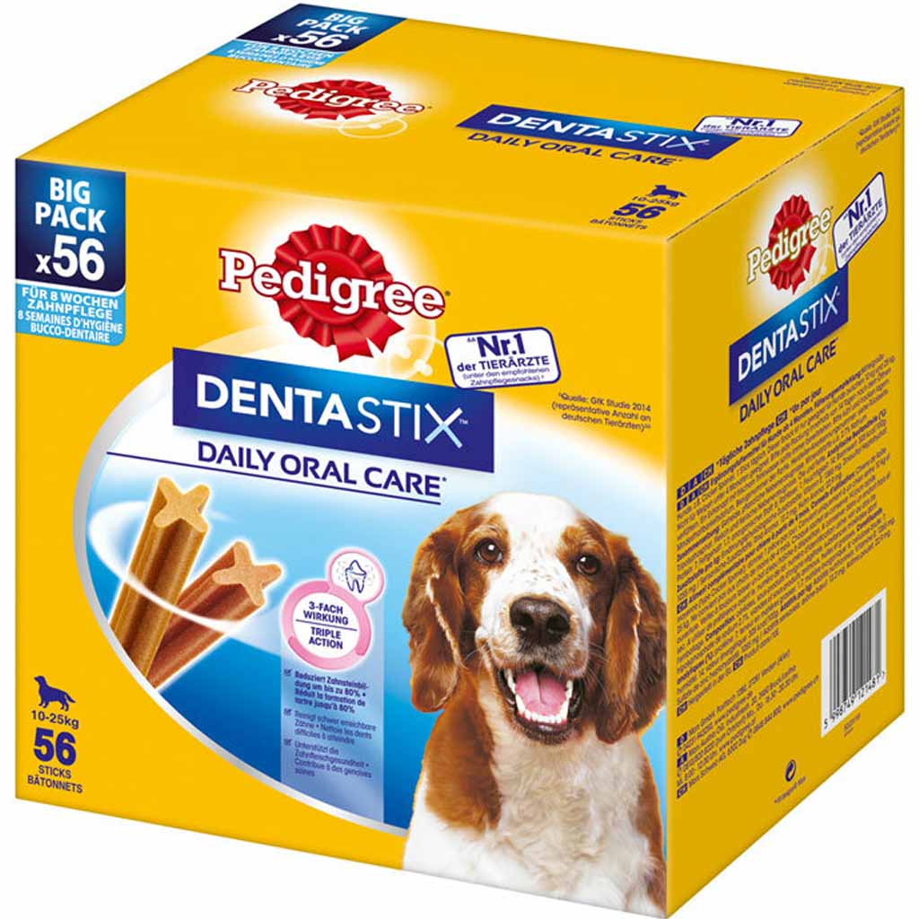 Pedigree DentaStix Daily Oral Care mitltelgroße Hunde 56 Stix MHD:10.11.22
