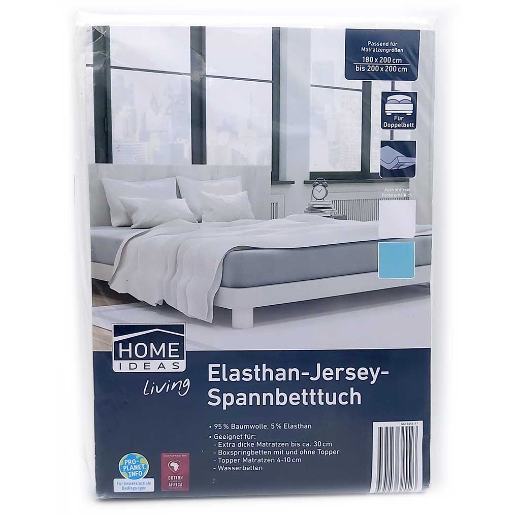 Spannbetttuch Elastan-Jersey 180 x 200 bis 200 x 200 weiss