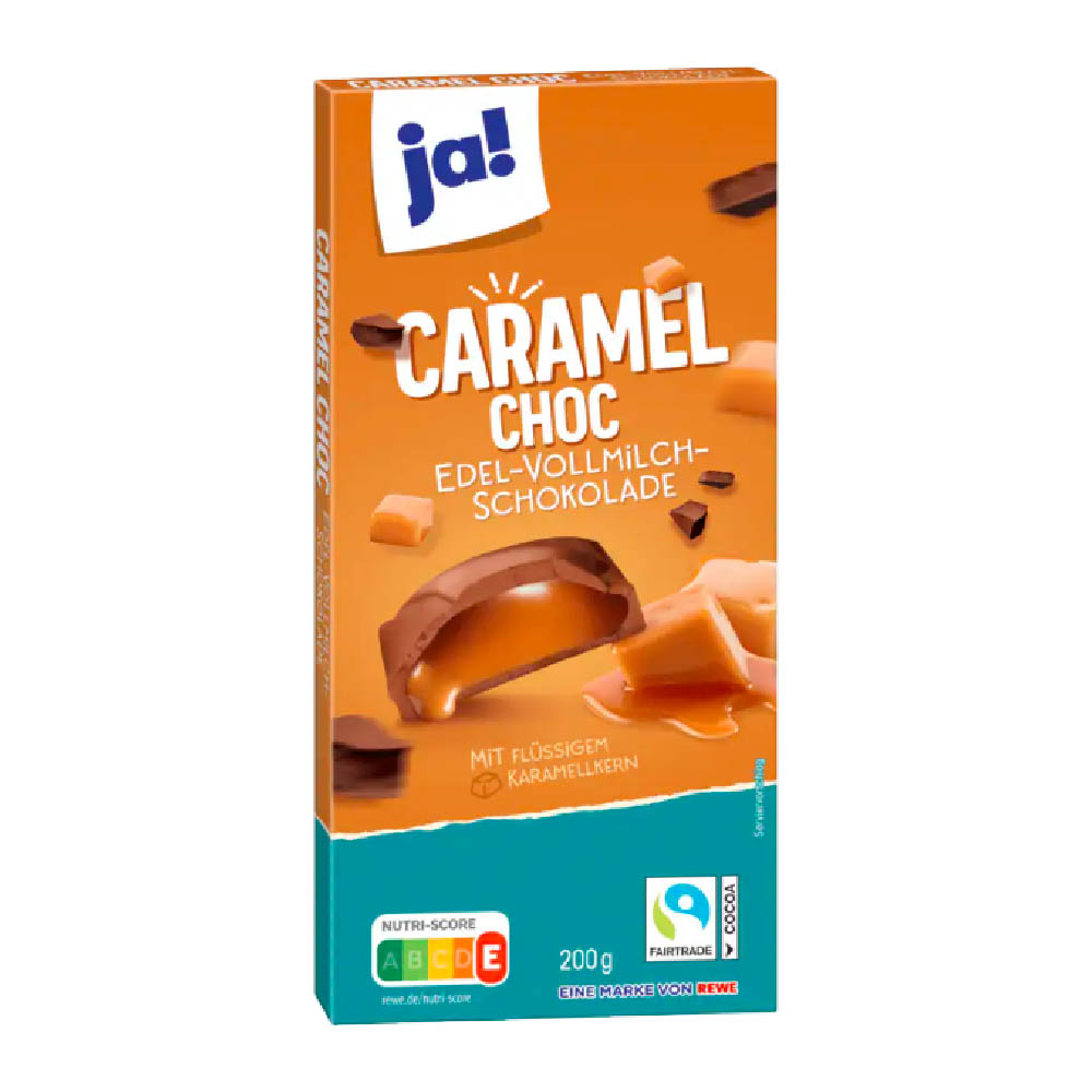 ja! Edel-Vollmilch-Schokolade Caramel Choc 200g MHD:19.6.25