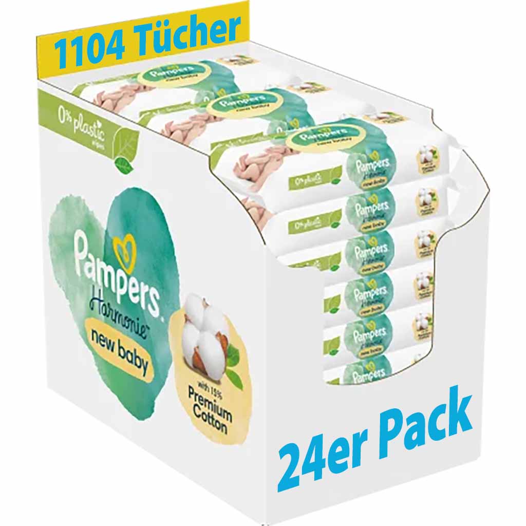 Pampers Feuchttücher Harmonie New Baby 24x46 Tücher 1104 Blatt Vorteilspack