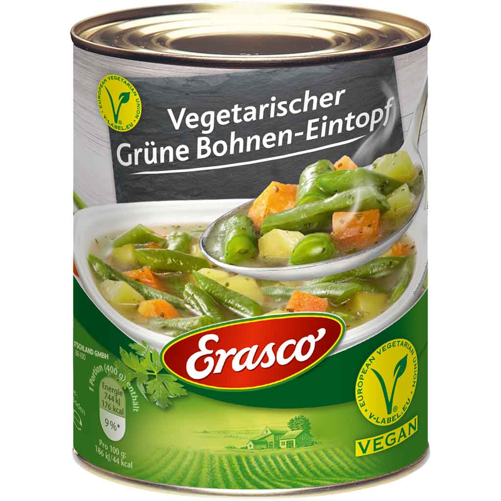 Erasco Eintopf Vegetarischer Grüne Bohnen-Eintopf 800g MHD:30.12.26
