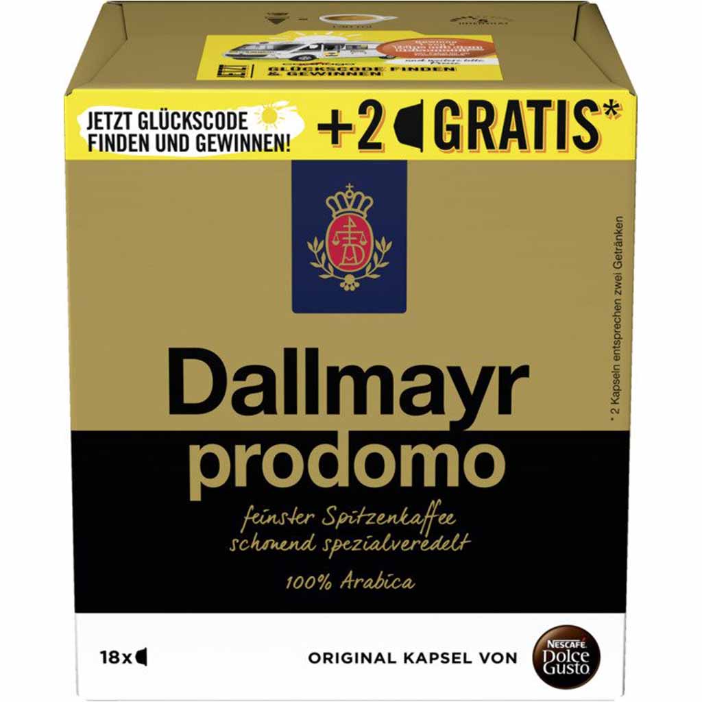 Nescafe Dolce Gusto Kapseln Dallmayr Prodomo 18 Tassen 126g MHD:31.12.21