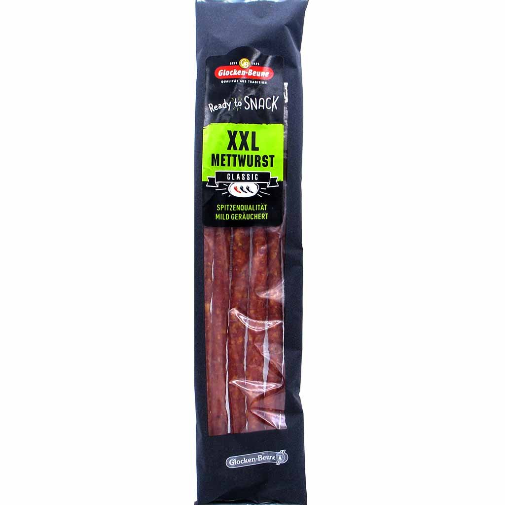 https://www.lebensmittel-sonderposten.de/media/image/d8/3b/92/Glocken-Beune_XXL_Mettwurst_Classic_100g_front_96dpi.jpg