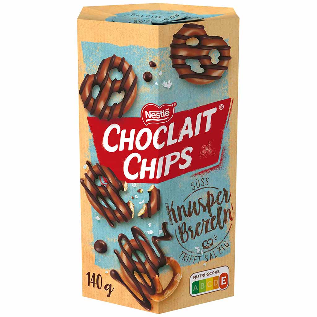 Nestle CHOCLAIT CHIPS Knusper Brezeln 140g MHD:30.3.23
