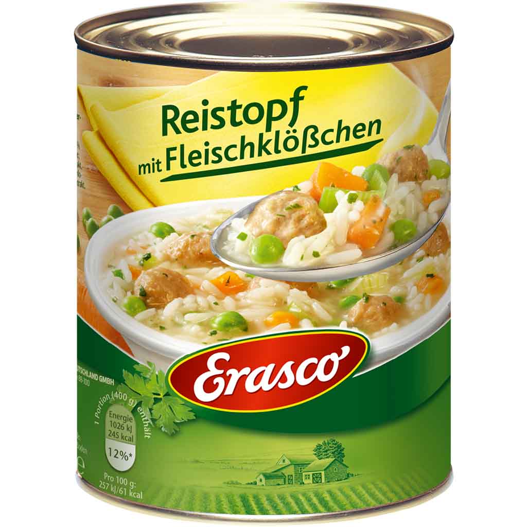 Erasco Eintopf Reistopf mit Fleischklößchen 800g MHD:30.12.27