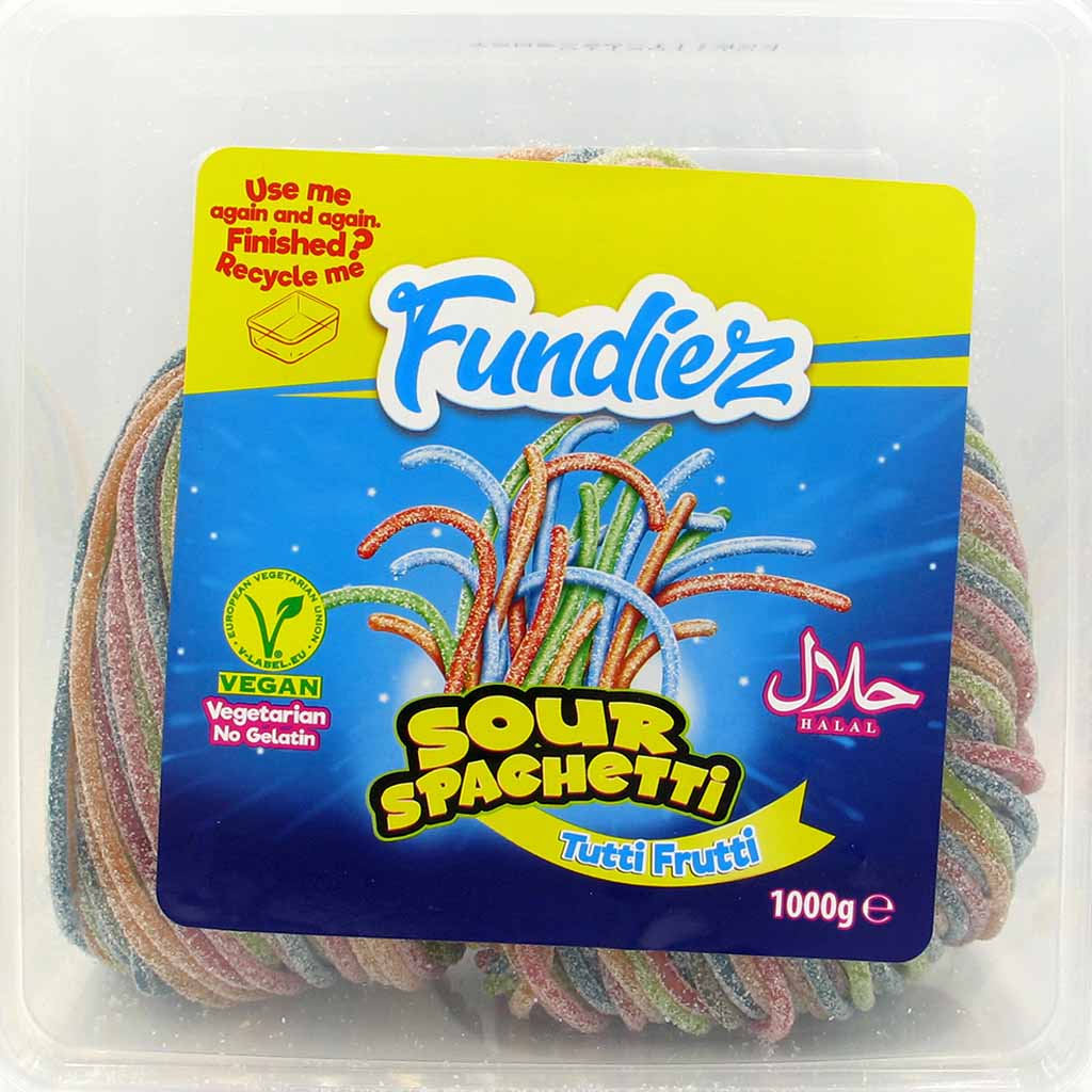 Fundiez Fruchtgummi Sour Spaghetti Tutti Frutti 1000g MHD:11.12.22
