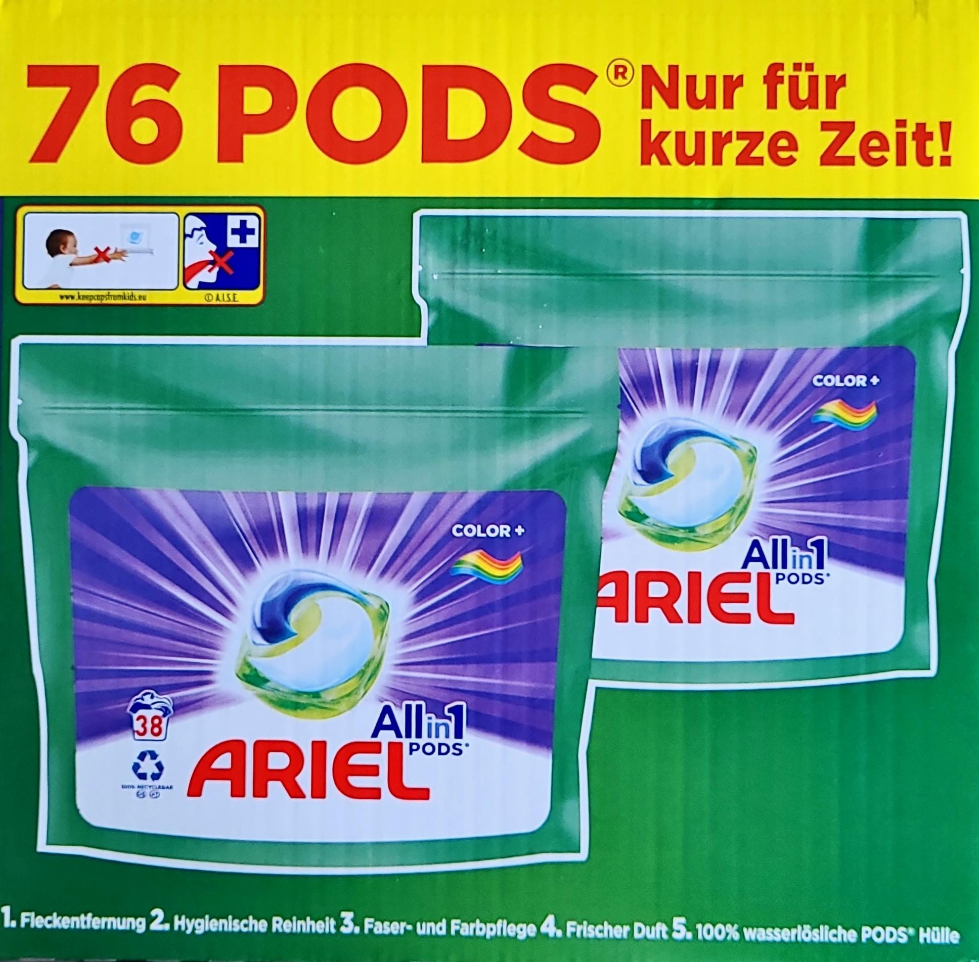 Ariel Color+ Waschmittel All-in-1 Pods 76 Waschladungen