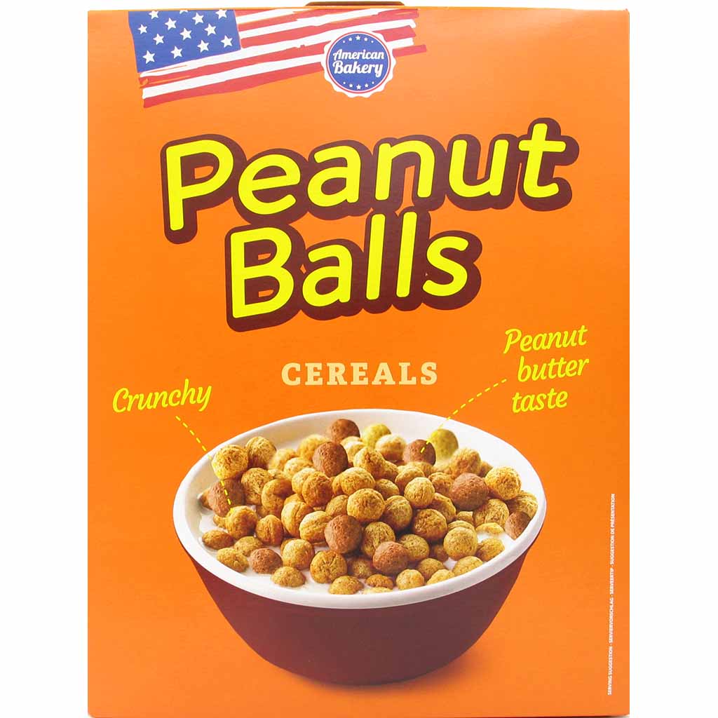 American Bakery Peanut Balls Frühstücks Cerealien 165g MHD:20.3.25