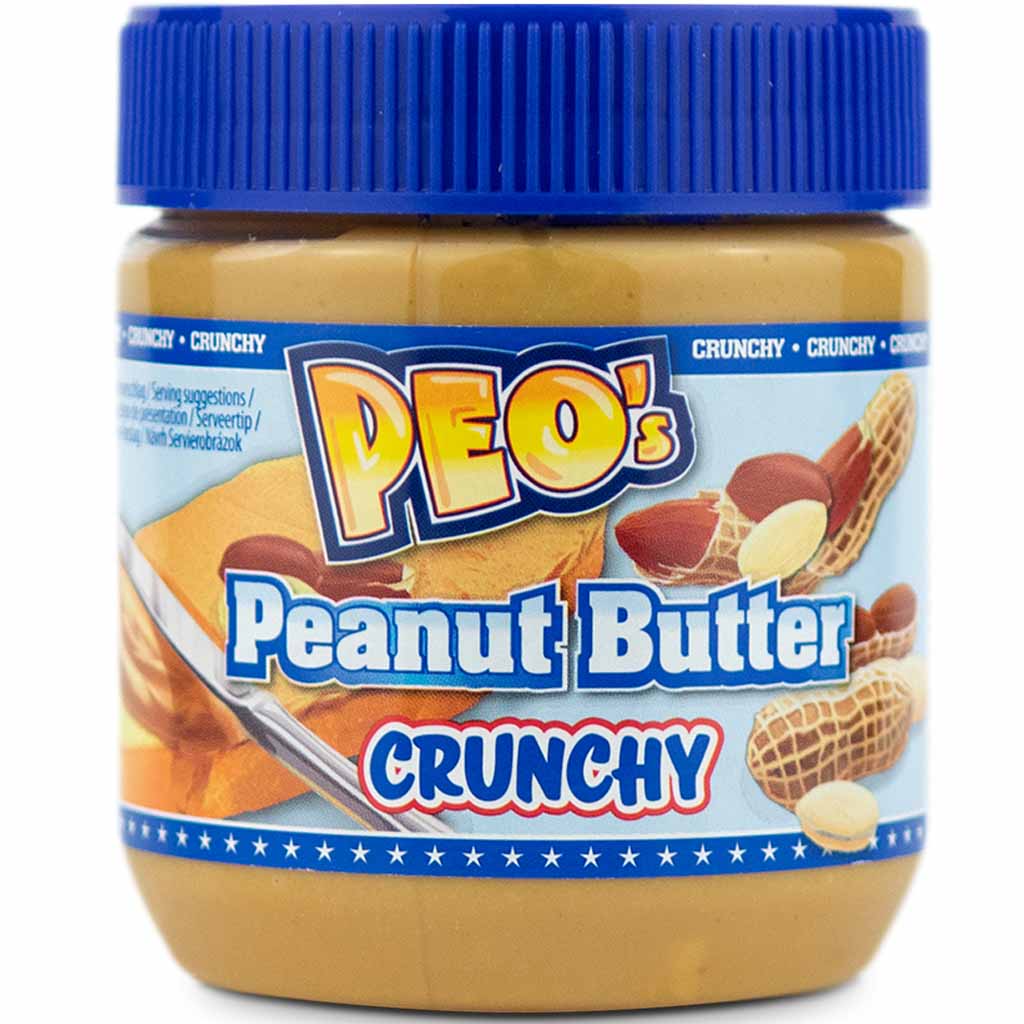 PEOs Peanut Butter crunchy Erdnussbutter 340g MHD:11.4.24