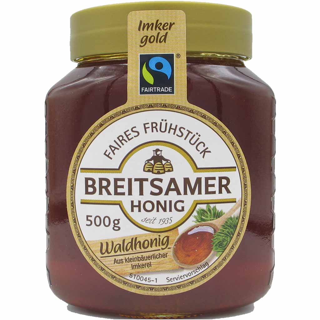 Breitsamer Honig Imkergold Waldhonig Flüssig Fairtrade 500g MHD:30.9.25